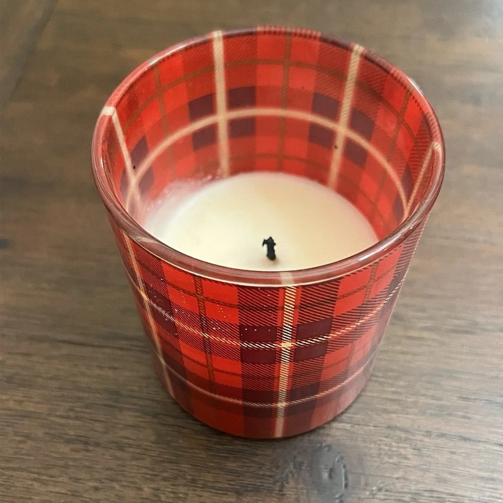 Ralph Lauren‎ Scented Plaid Red Glass Candle Home Decor